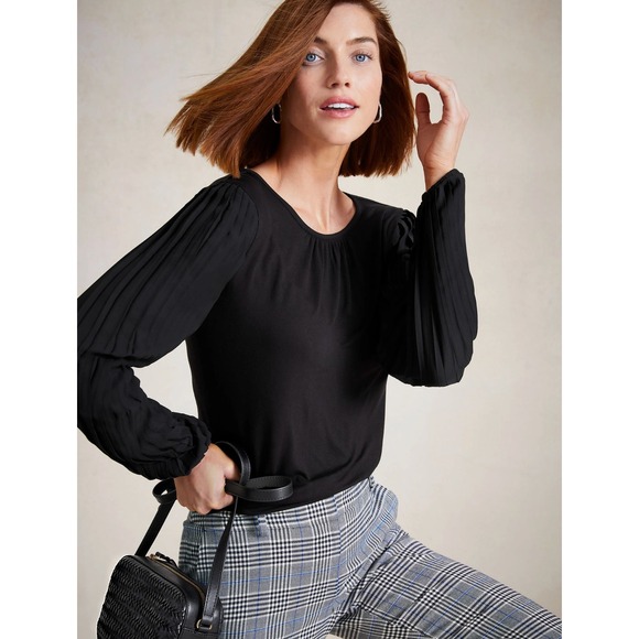 Talbots Tops - NEW Talbots Pleated Sleeve Crewneck Top Size L Career Office Whimsigoth